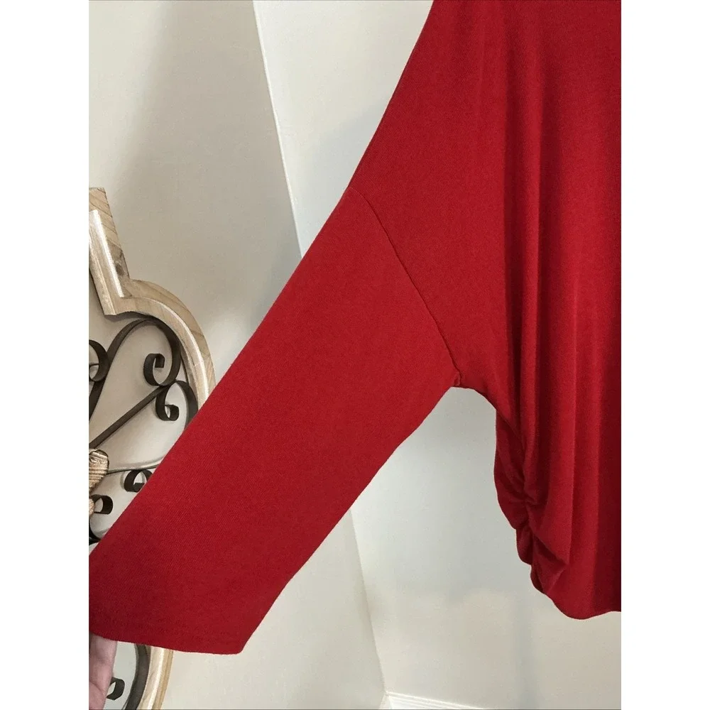 NEW! Avenue 3X 26/28 Casual Career‎ 3/4 Sleeves Solid Red Sweater Top